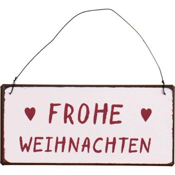 Tabliczka metalowa Frohe Weihnachten white, 15 cm